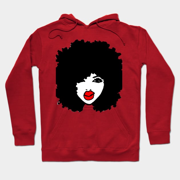 Black Afro Curly Girl Red Lips Tshirt Hoodie by EllenDaisyShop